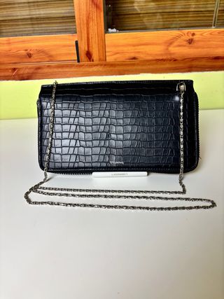 Bolso cartera Vilanova negro efecto coco