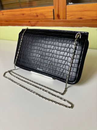 Bolso cartera Vilanova negro efecto coco