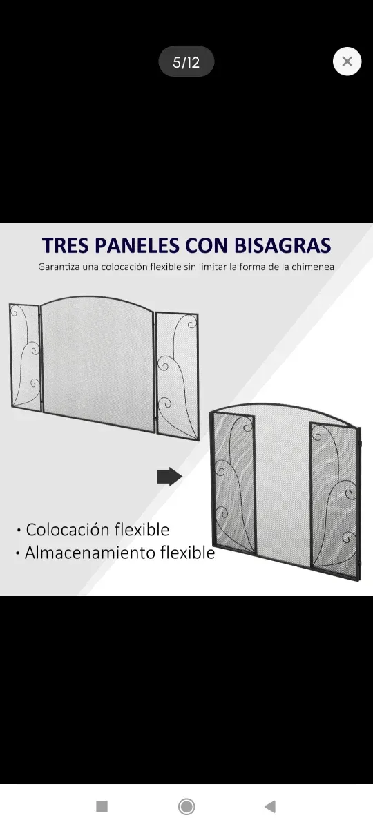 Pantalla Chimenea Antichispas Negra