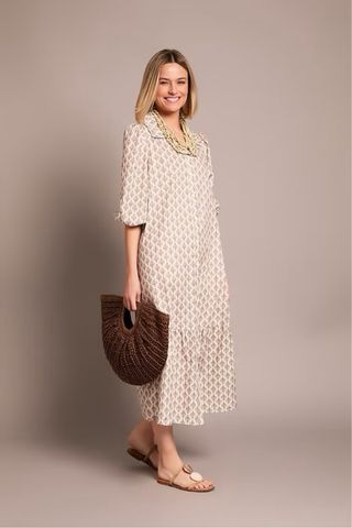 Vestido estampado beige clon de Marieth