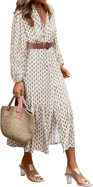 Vestido estampado beige clon de Marieth