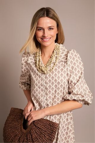 Vestido estampado beige clon de Marieth