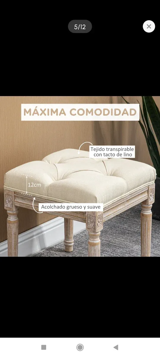 Reposapiés asiento de salón/tocador/dormitorio