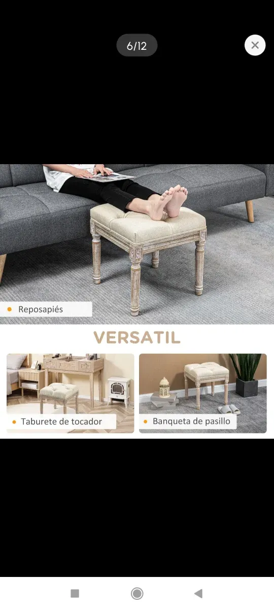 Reposapiés asiento de salón/tocador/dormitorio