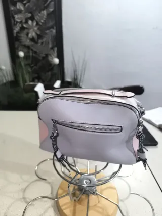Bolso Cartera Gris y Rosa