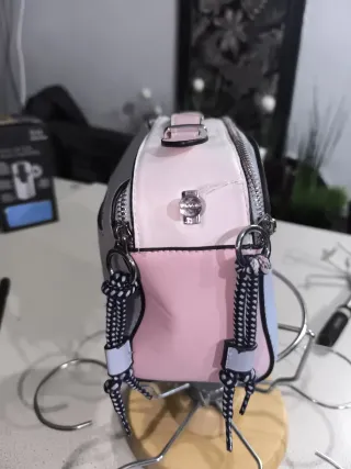 Bolso Cartera Gris y Rosa