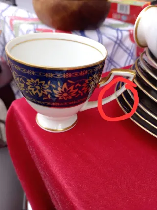 Set 8 Tazzine Porcellana Vintage Blu Oro