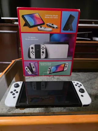 Nintendo Switch OLED Blanca+Mando Pro+micro sd 256