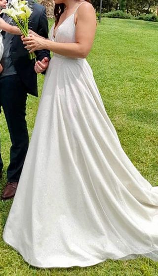 Vestido de Novia Plateado Brillante