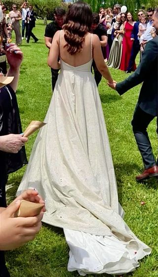 Vestido de Novia Plateado Brillante