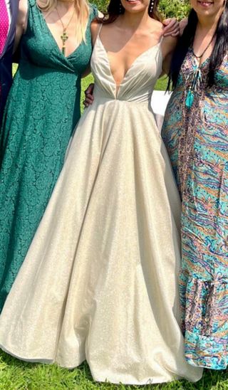 Vestido de Novia Plateado Brillante