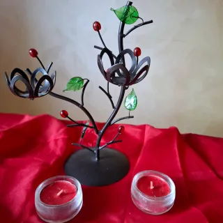 Portacandele in metallo e vetro