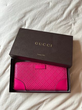 Cartera Gucci Original Piel Rosa Cremallera