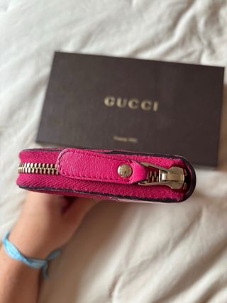 Cartera Gucci Original Piel Rosa Cremallera