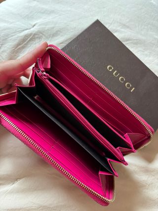 Cartera Gucci Original Piel Rosa Cremallera