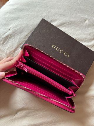 Cartera Gucci Original Piel Rosa Cremallera