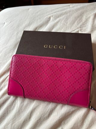 Cartera Gucci Original Piel Rosa Cremallera