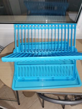 Escurreplatos azul de plástico