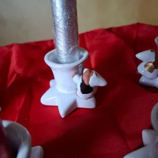 Set 5 portacandele con Candele Rosse e Argento