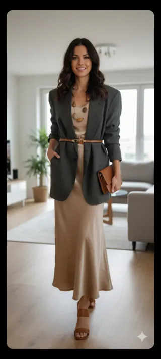 Vestito lungo raso champagne