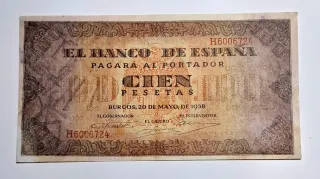 100 Pesetas 1938 Serie H600