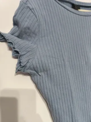 Crop top azul de canalé