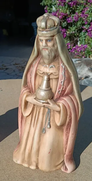 Figuras Belén de cerámica:  Rey Mago y pastor