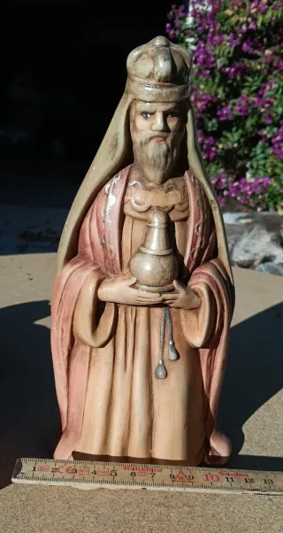 Figuras Belén de cerámica:  Rey Mago y pastor