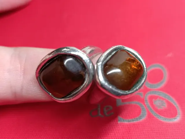 Anillo UNOde50 Plata y Ámbar