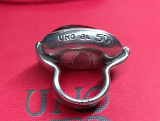 Anillo UNOde50 Plata y Piedra Negra