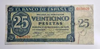 25 Pesetas 1936 Serie C038