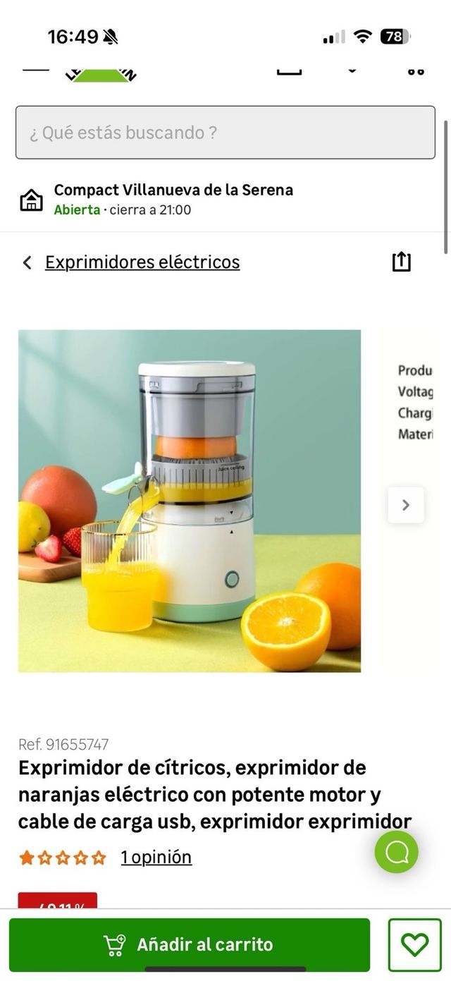 Exprimidor de cítricos elétrico USB