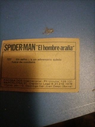Cromo Spider-Man Vintage acepto tasación
