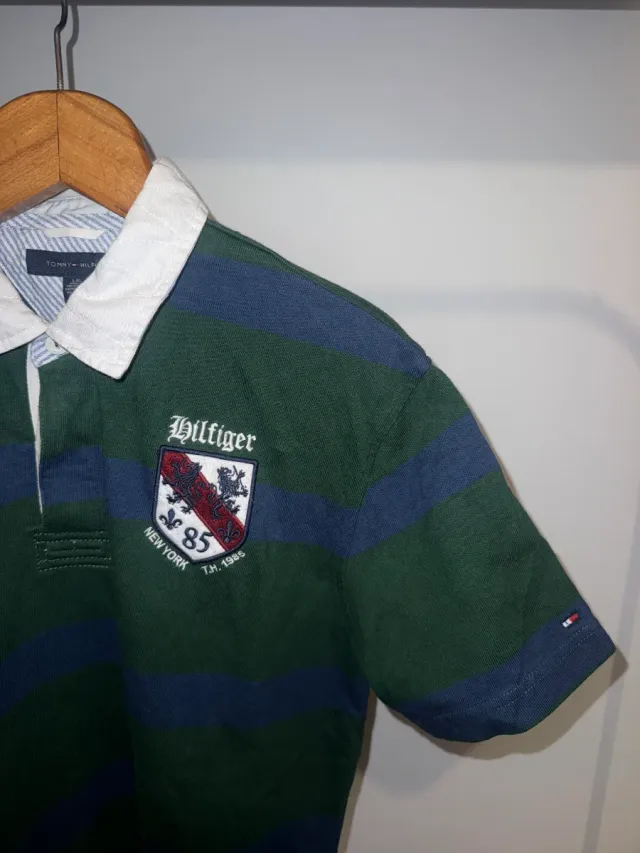 Polo Tommy Hilfiger Rayas Verde y Azul