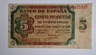5 Pesetas 1938 Serie G612