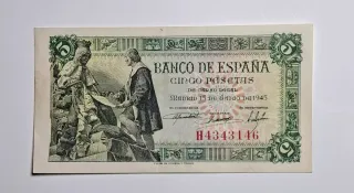 5 Pesetas 1945 Serie H434