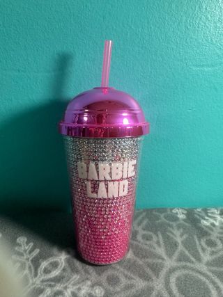 vaso con cañita barbie