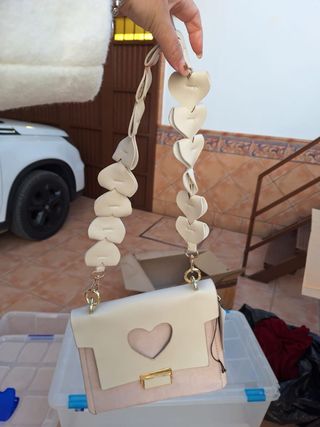 Bolso Beige y Rosa Corazón