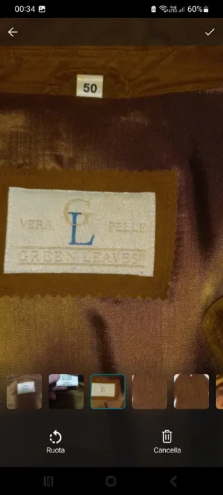 Giacca vera pelle uomo taglia 50