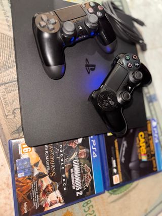 PS4 Slim Negra + 2 Mandos + Juegos