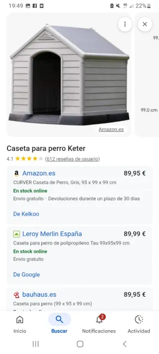 Caseta para perro grande beige y gris