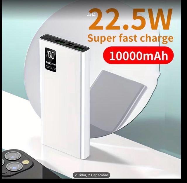 Batería Externa 10000mAh Carga Rápida 22.5W