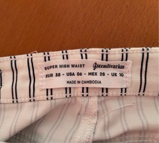 Pantalón vaquero rayas azul y blanco