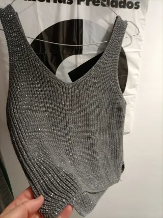 Top tejido gris/ brillo Plata Brownie Talla Única