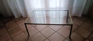 Tavolino Rettangolare Ottone e Cristallo