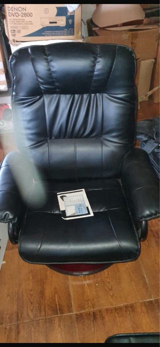 Sillón de masajes de piel sintética negro