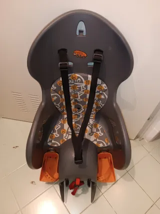 Silla bici infantil gris y naranja