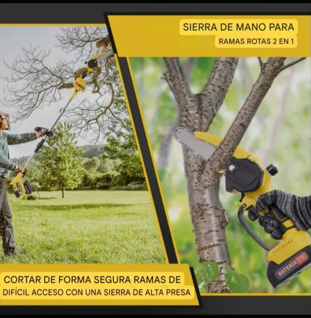 Motosega a batteria ricaricabile con palo telescopico