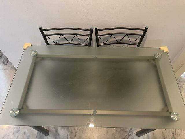 Mesa de cocina cristal y metal