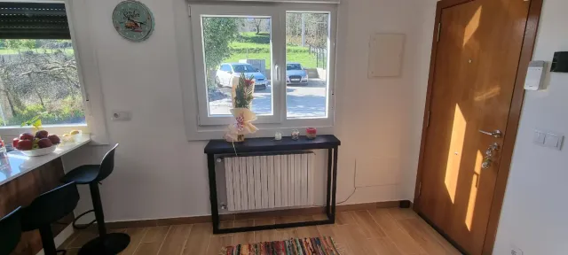 Mobile consolle industriale, ferro e legno di rovere